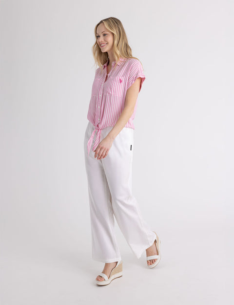 STRIPE DOLMAN TIE FRONT TEXTURED TOP - U.S. Polo Assn.