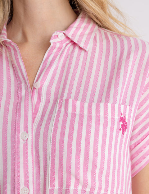 STRIPE DOLMAN TIE FRONT TEXTURED TOP - U.S. Polo Assn.