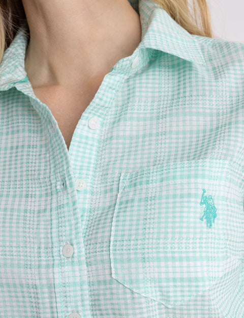 LONG SLEEVE HALF PLACKET GINGHAM SHIRT - U.S. Polo Assn.
