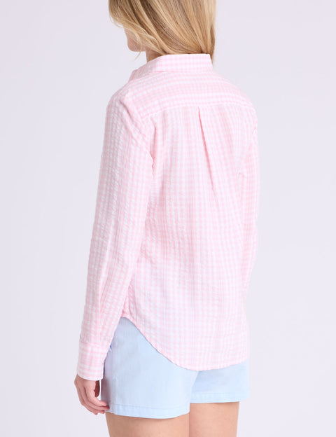 LONG SLEEVE HALF PLACKET GINGHAM SHIRT - U.S. Polo Assn.