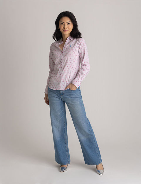 LONG SLEEVE FITTED PRINTED POPLIN SHIRT - U.S. Polo Assn.