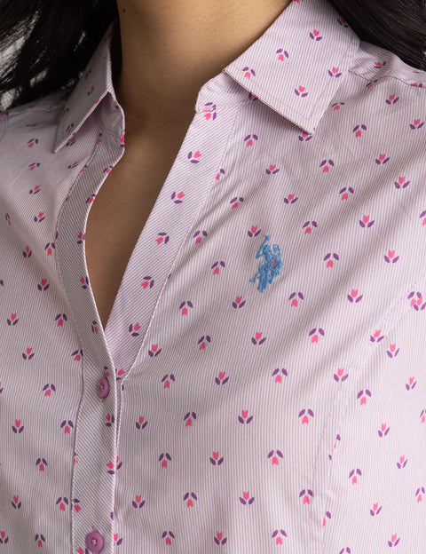 LONG SLEEVE FITTED PRINTED POPLIN SHIRT - U.S. Polo Assn.