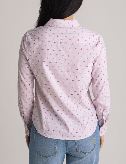 LONG SLEEVE FITTED PRINTED POPLIN SHIRT - U.S. Polo Assn.