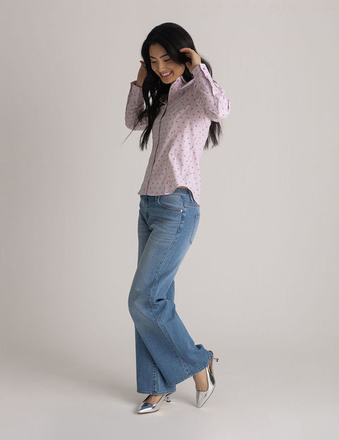 LONG SLEEVE FITTED PRINTED POPLIN SHIRT - U.S. Polo Assn.