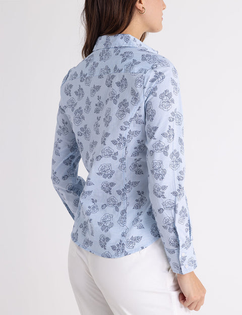 LONG SLEEVE FITTED PRINTED POPLIN SHIRT - U.S. Polo Assn.