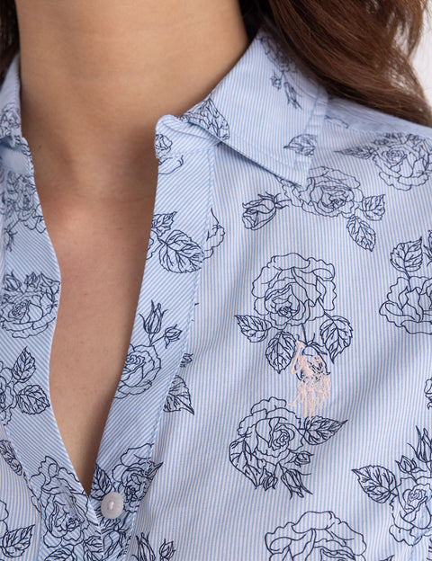 LONG SLEEVE FITTED PRINTED POPLIN SHIRT - U.S. Polo Assn.