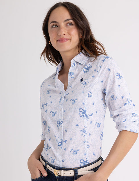 LONG SLEEVE FITTED PRINTED POPLIN SHIRT - U.S. Polo Assn.