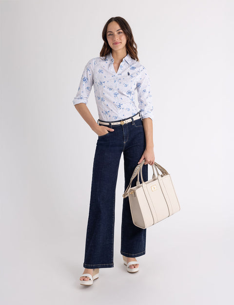 LONG SLEEVE FITTED PRINTED POPLIN SHIRT - U.S. Polo Assn.