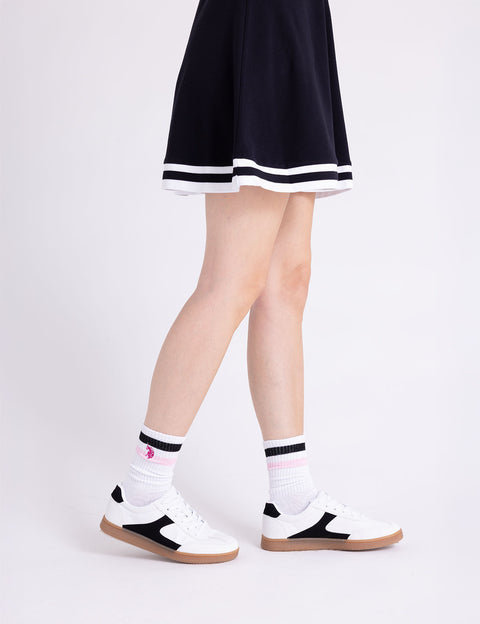 LADIES 3PK STRIPE ASSORTED CREW SOCKS - U.S. Polo Assn.