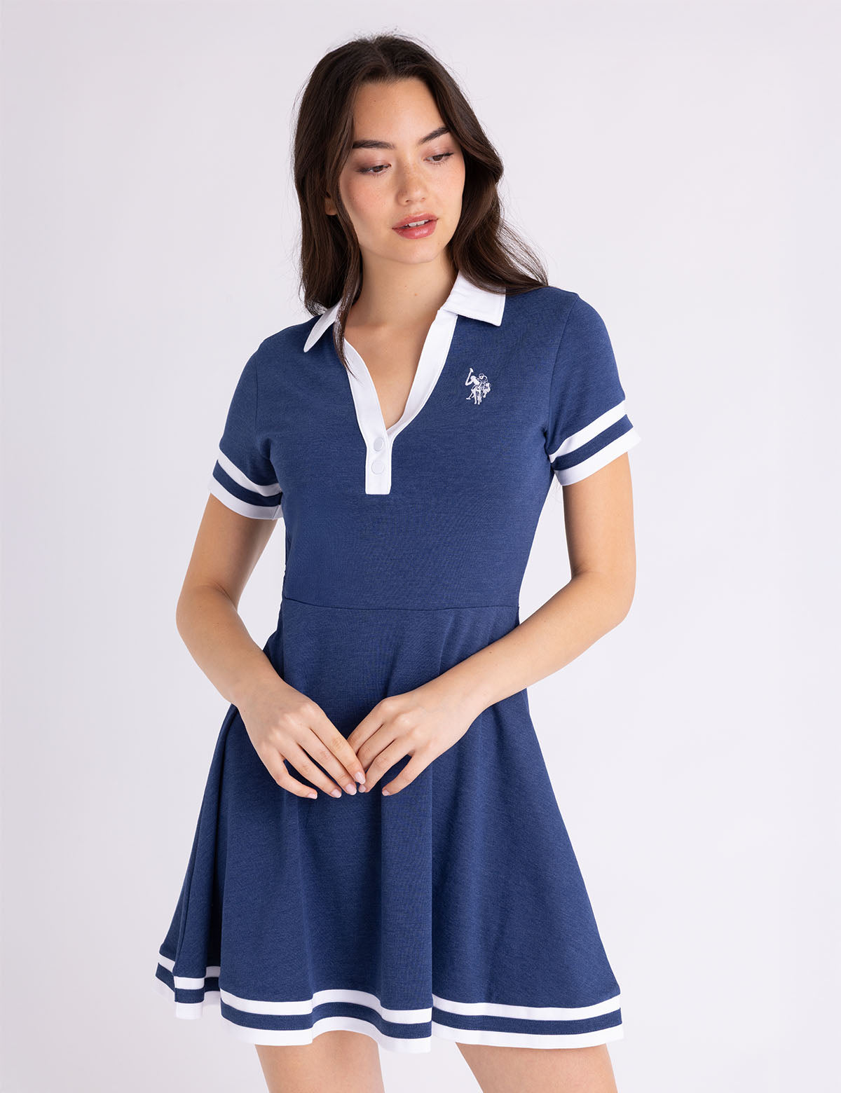 fitted lace wedding dress mini flare polo dress – somewear in between main image 1