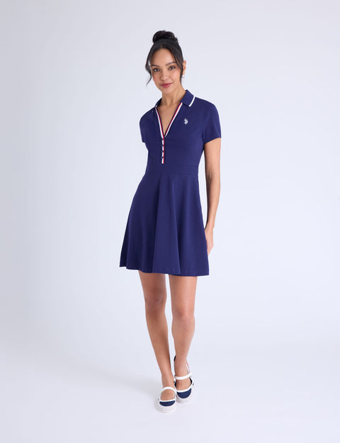 SIGNATURE STRIPE TRIM SWING POLO DRESS - U.S. Polo Assn.