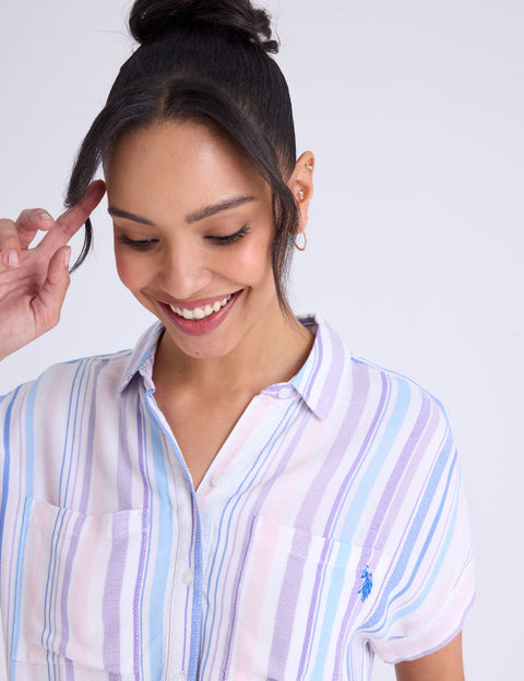 TIE FRONT STRIPE DOLMAN SHIRT - U.S. Polo Assn.