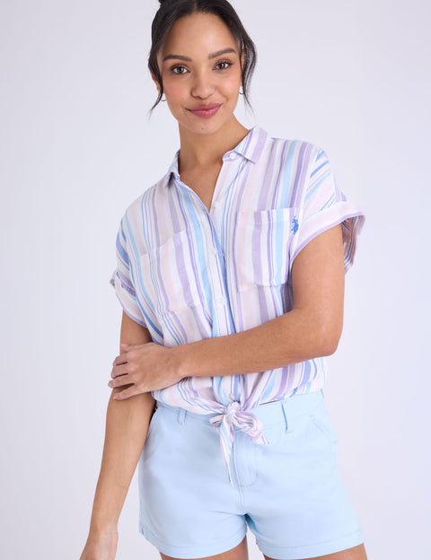 TIE FRONT STRIPE DOLMAN SHIRT - U.S. Polo Assn.
