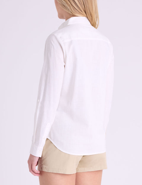 CROCHET TRIM LINEN LONG SLEEVE SHIRT - U.S. Polo Assn.