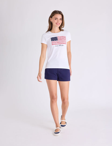 BANDANA FLAG APPLIQUE SEMI SCOOP T-SHIRT - U.S. Polo Assn.