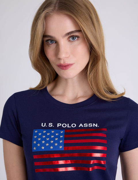 FOIL FLAG SEMI SCOOP T-SHIRT - U.S. Polo Assn.