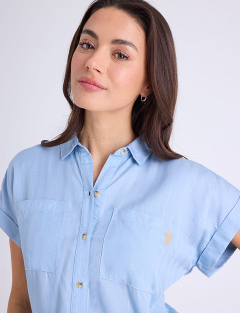TIE FRONT LUREX STRIPE DOLMAN SHIRT - U.S. Polo Assn.