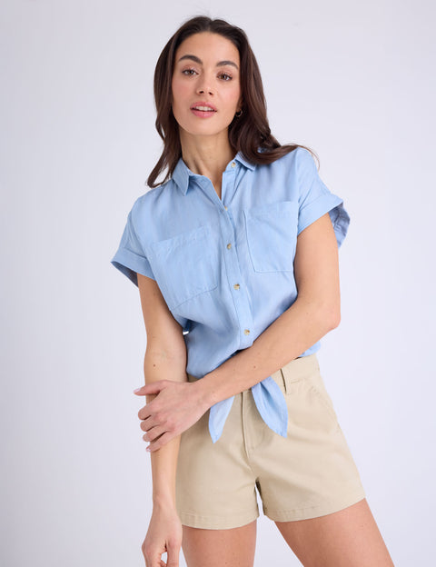 TIE FRONT LUREX STRIPE DOLMAN SHIRT - U.S. Polo Assn.