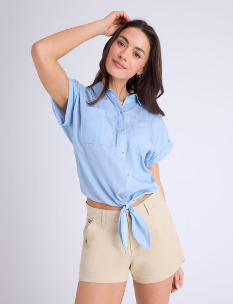 TIE FRONT LUREX STRIPE DOLMAN SHIRT - U.S. Polo Assn.