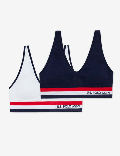 2 PACK SIGNATURE STRIPE BRALETTES WITH REMOVEABLE PADS - U.S. Polo Assn.