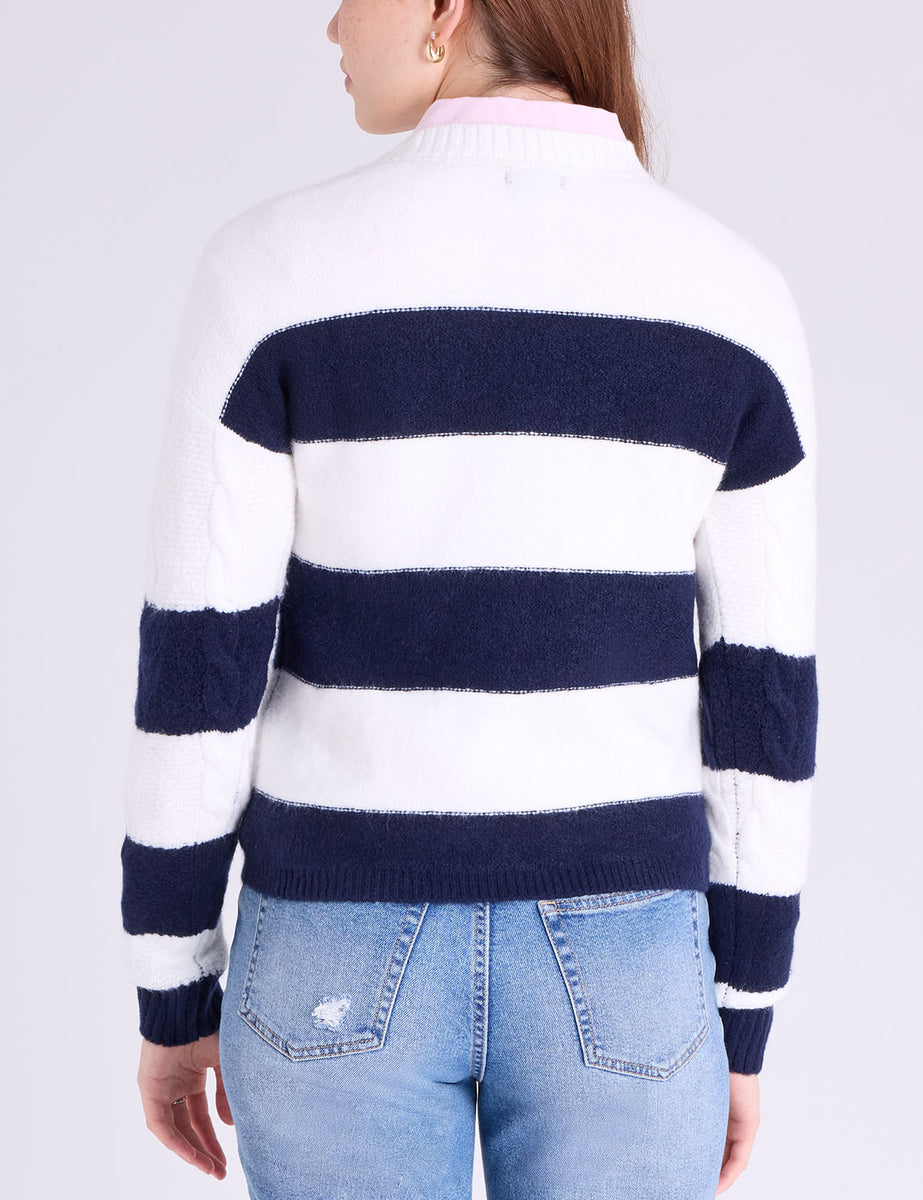 POL Star Patch Stripe Round Neck Sweater main image 0