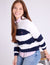 MIXED STITCH STRIPE CREW NECK SWEATER