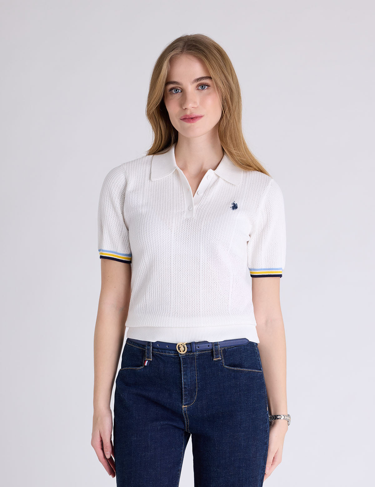 RELAXED SWEATER POLO SHIRT WITH RIBBED BAND– U.S. Polo Assn.