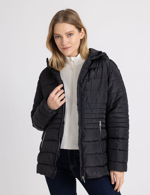HOODED PUFFER COAT WITH SLASH POCKETS - U.S. Polo Assn.