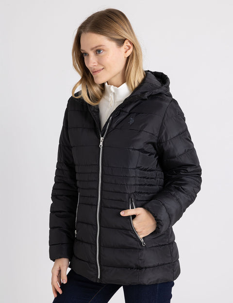 HOODED PUFFER COAT WITH SLASH POCKETS - U.S. Polo Assn.