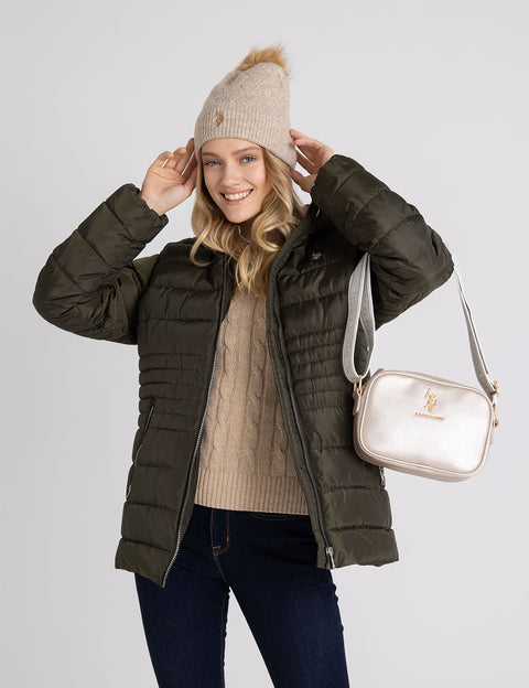 HOODED PUFFER COAT WITH SLASH POCKETS - U.S. Polo Assn.