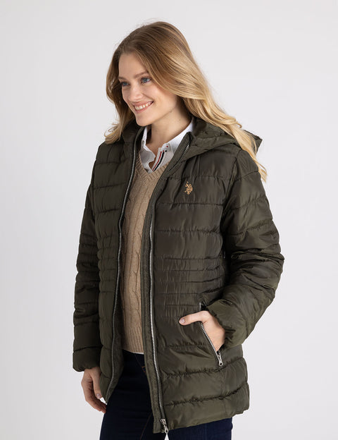 HOODED PUFFER COAT WITH SLASH POCKETS - U.S. Polo Assn.