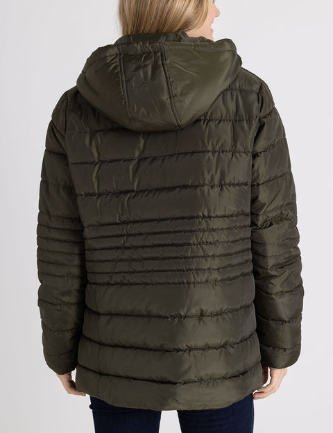 HOODED PUFFER COAT WITH SLASH POCKETS - U.S. Polo Assn.