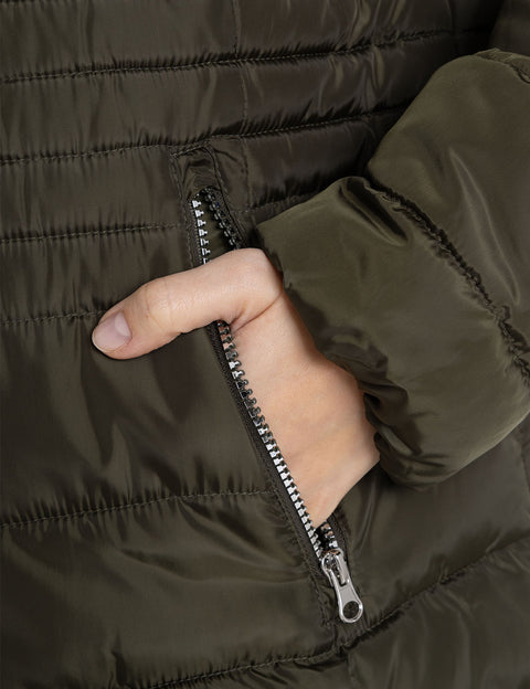 HOODED PUFFER COAT WITH SLASH POCKETS - U.S. Polo Assn.