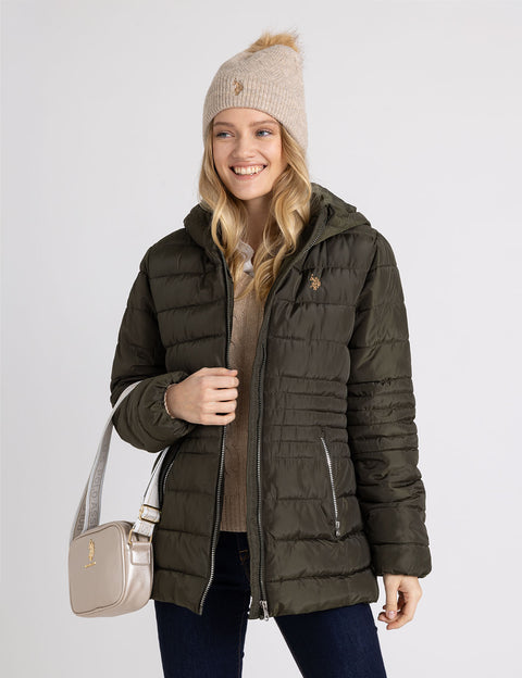 HOODED PUFFER COAT WITH SLASH POCKETS - U.S. Polo Assn.