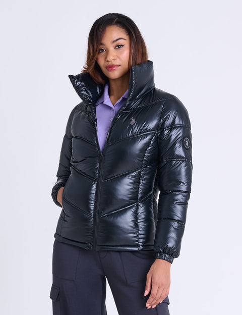 SHINY CHEVRON QUILTED PUFFER JACKET - U.S. Polo Assn.