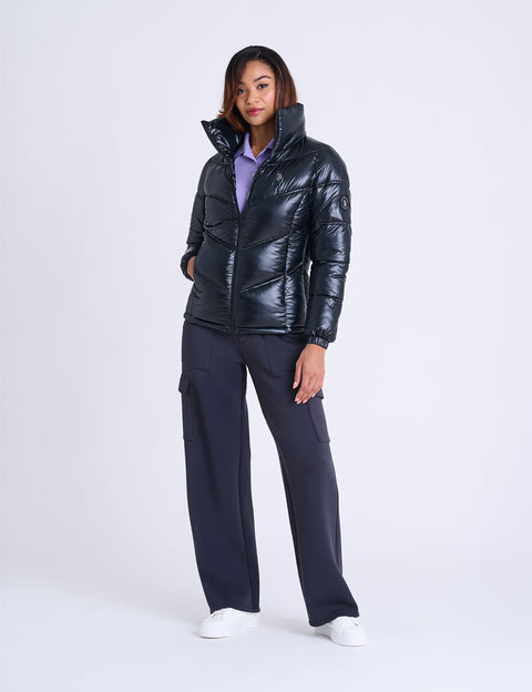 SHINY CHEVRON QUILTED PUFFER JACKET - U.S. Polo Assn.