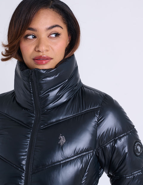 SHINY CHEVRON QUILTED PUFFER JACKET - U.S. Polo Assn.