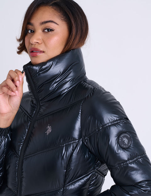 SHINY CHEVRON QUILTED PUFFER JACKET - U.S. Polo Assn.