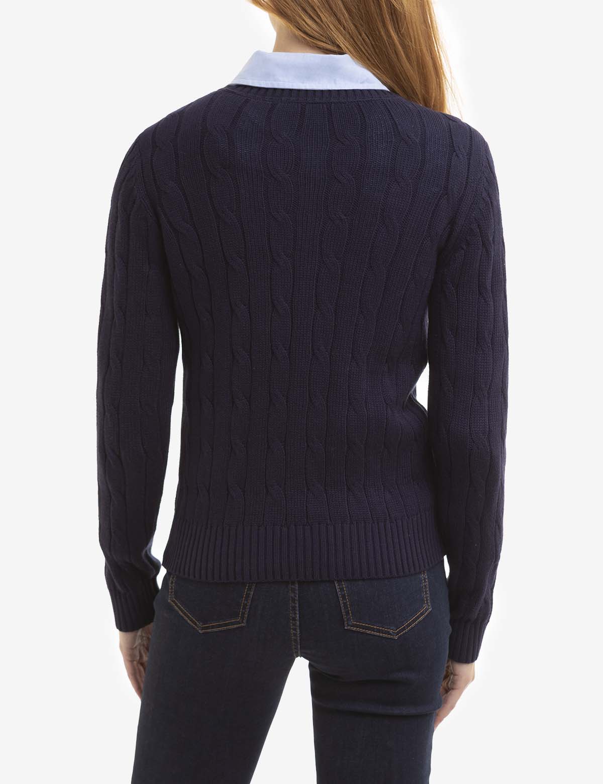 Crew Neck Cable Knit Pullover Sweater