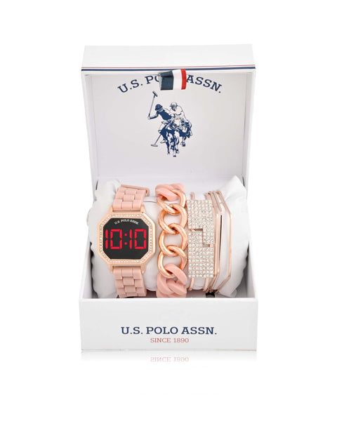 LADIES LED WATCH AND STACKABLE BRACELETS SET - U.S. Polo Assn.