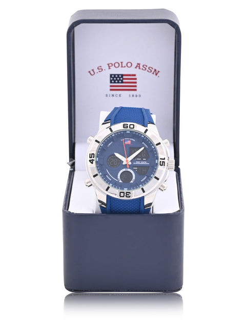 MEN'S BLUE STRAP ANA DIGI WATCH - U.S. Polo Assn.