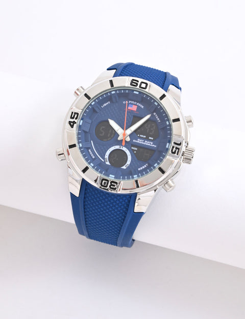 MEN'S BLUE STRAP ANA DIGI WATCH - U.S. Polo Assn.