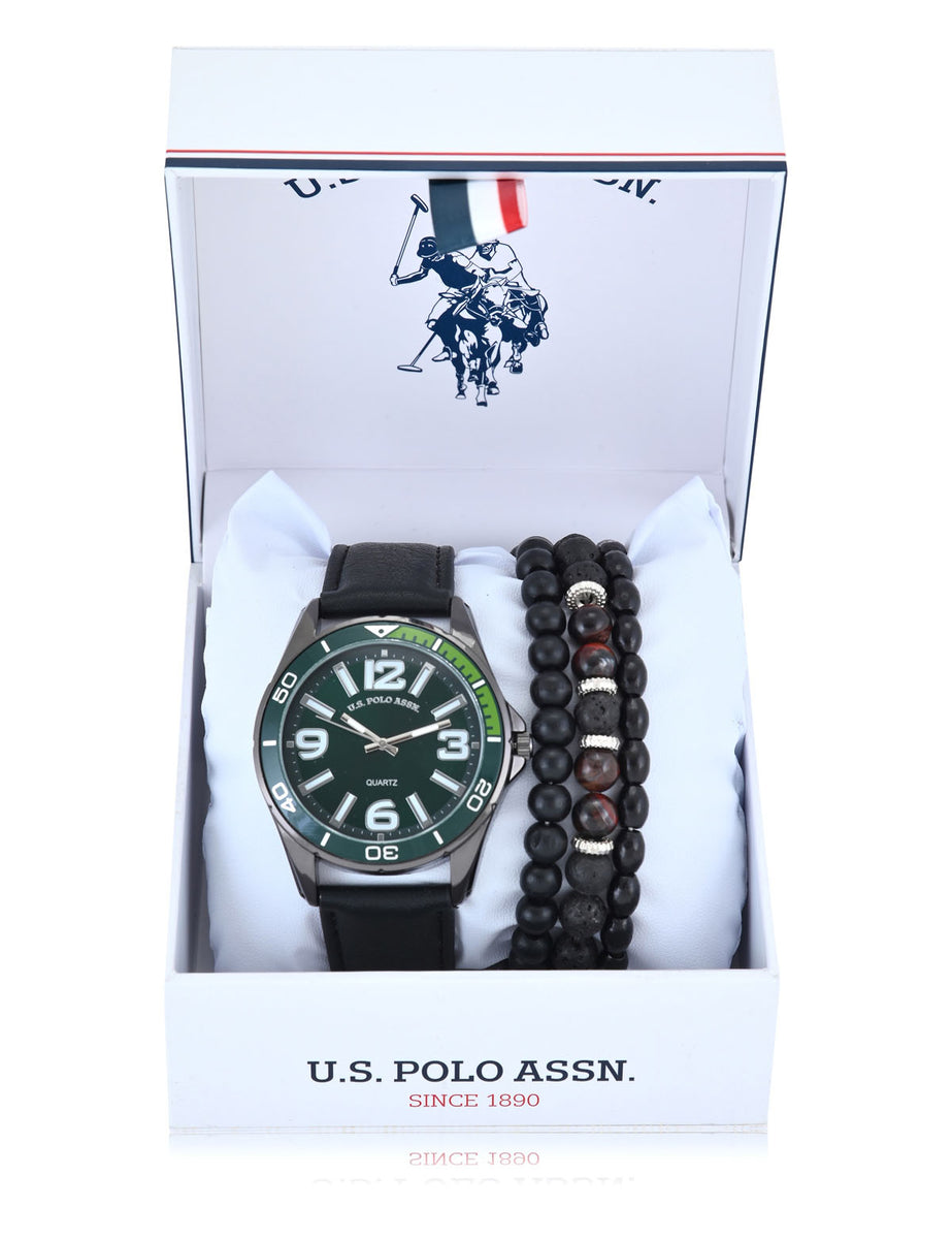 MENS BLACK WATCH STACKABLE SET– U.S. Polo Assn.