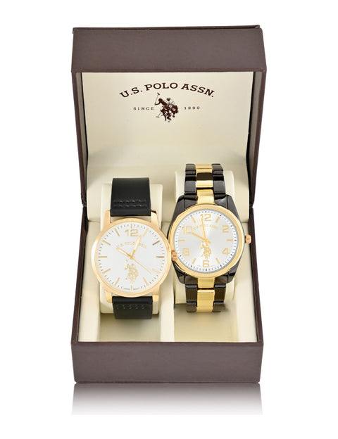 TWO MENS BRACELET AND STRAP WATCH SET - U.S. Polo Assn.