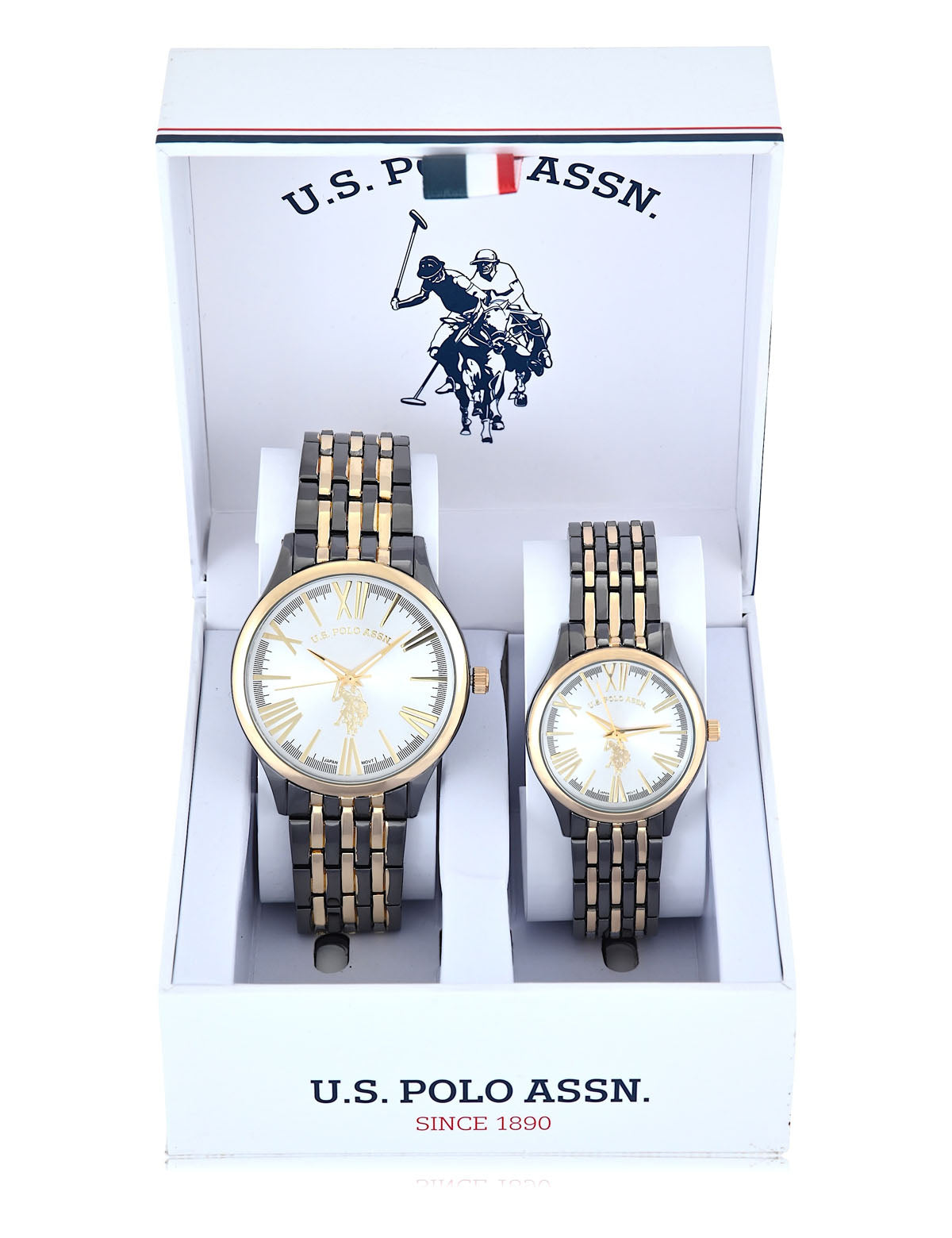 HIS AND HERS TWO TONE WATCH SET U.S. Polo Assn