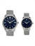HIS AND HERS SILVER MESH STRAP WATCH SET