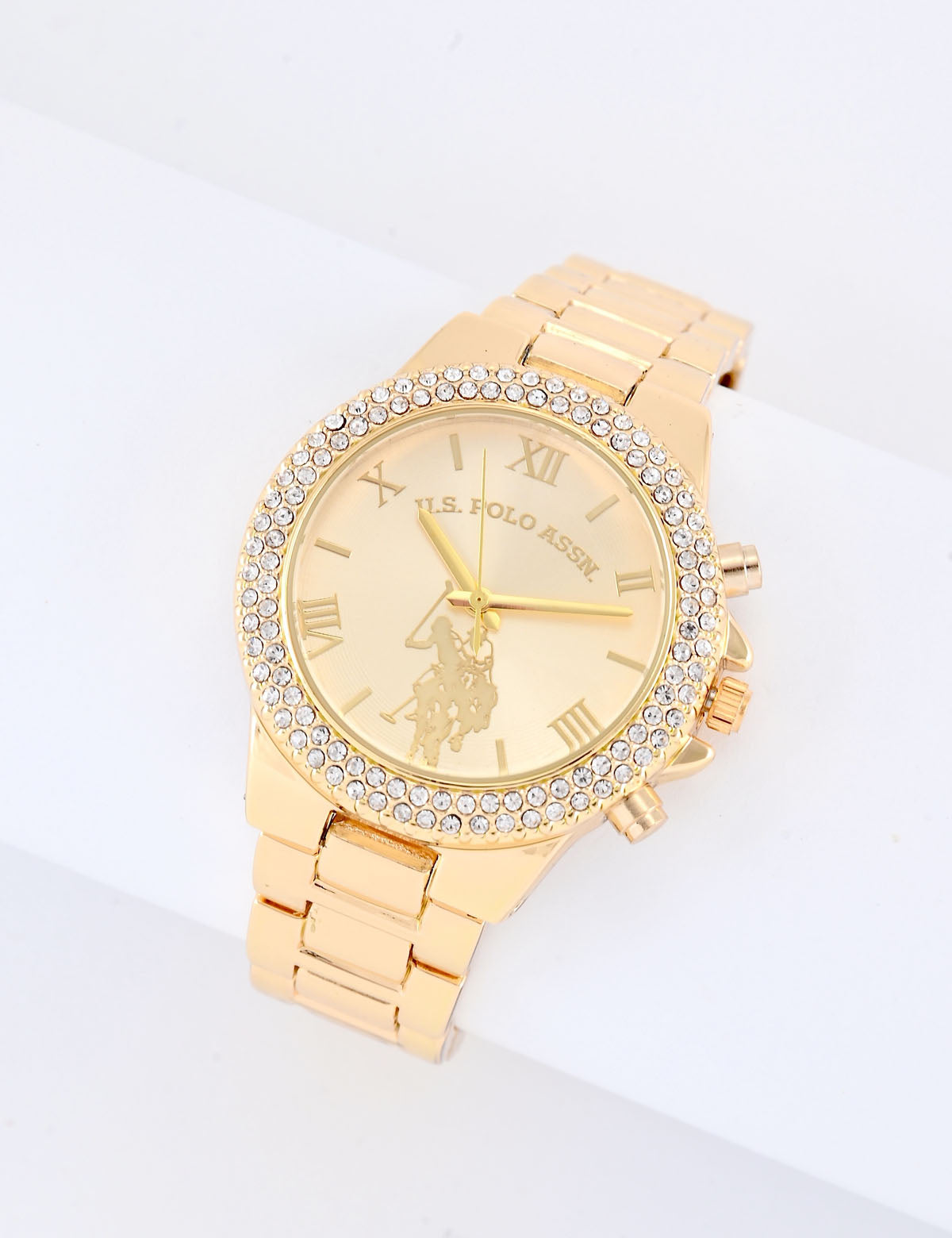 LADIES GOLD EMBELLISHED BEZEL WATCH– U.S. Polo Assn.