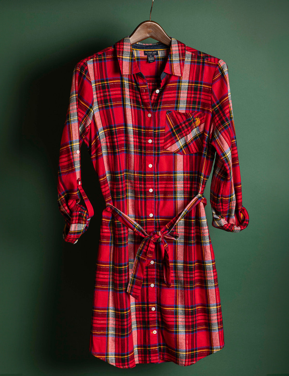 Plaid Dress with Waist Front Tie-Multi main image 0
