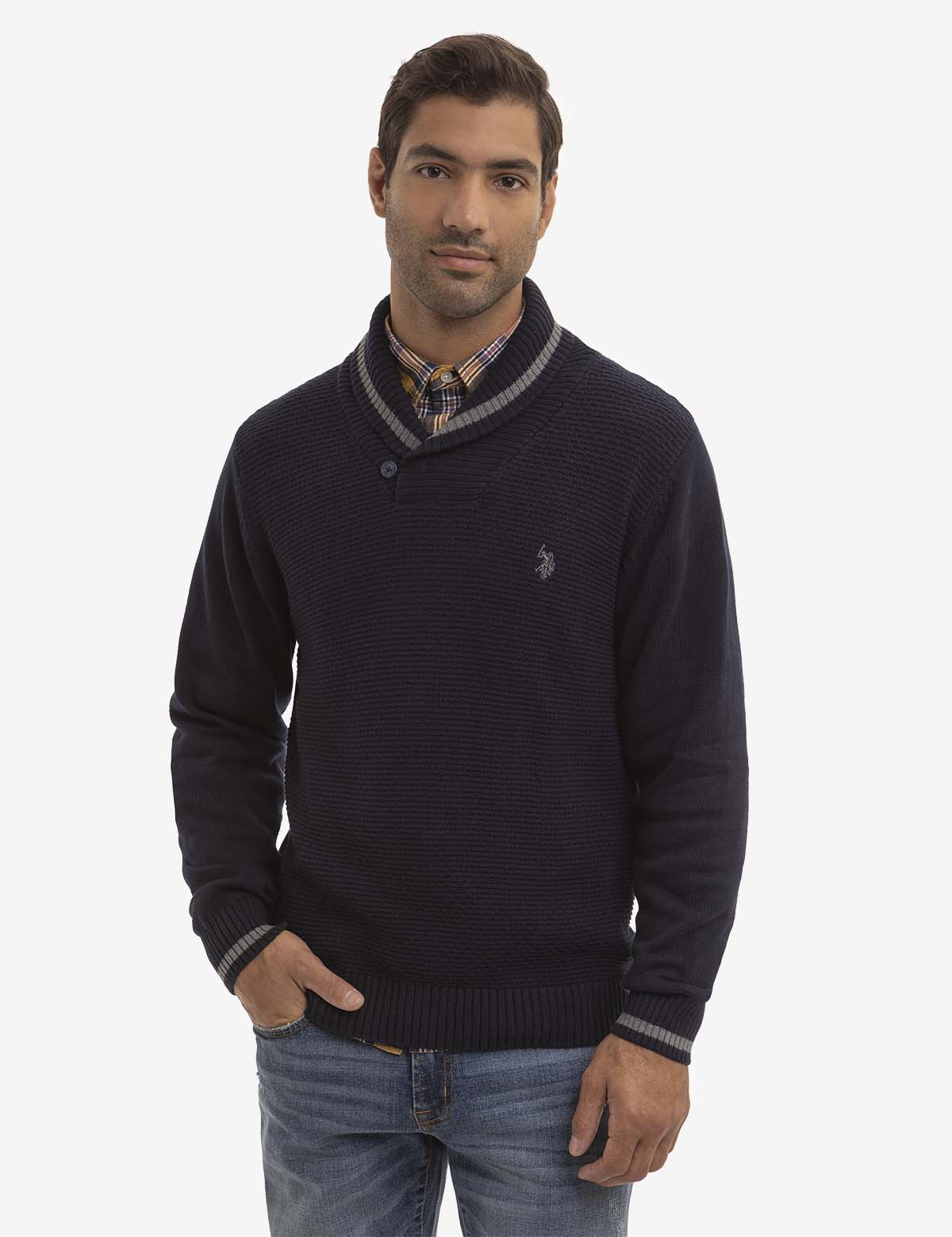 Men's polo outlet shawl collar sweater