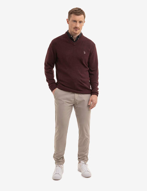 SOFT SOLID JERSEY V-NECK SWEATER - U.S. Polo Assn.